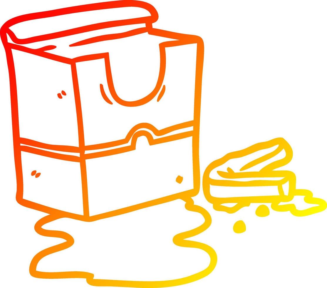 warm gradient line drawing empty box of fries vector