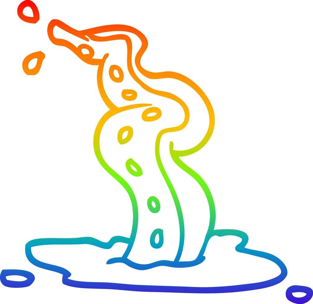 rainbow gradient line drawing cartoon spooky tentacle vector