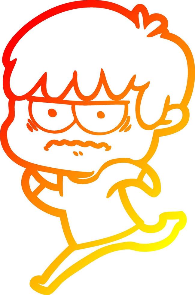warm gradient line drawing annoyed cartoon boy vector