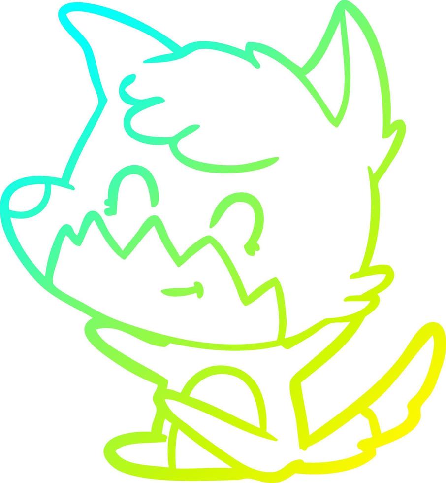 cold gradient line drawing cartoon friendly fox vector