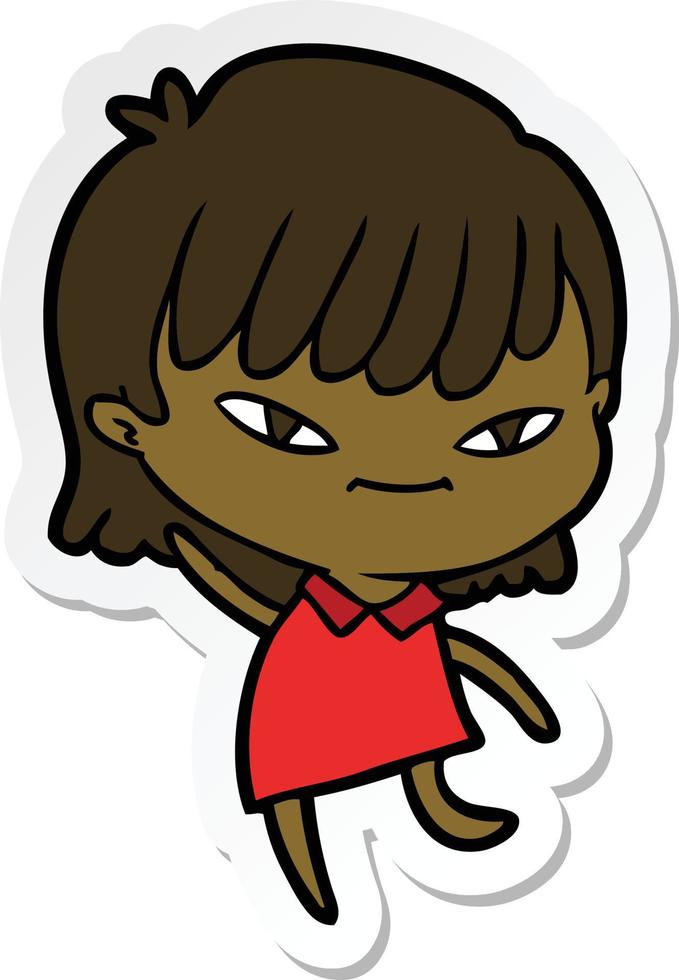 sticker of a cartoon woman vector