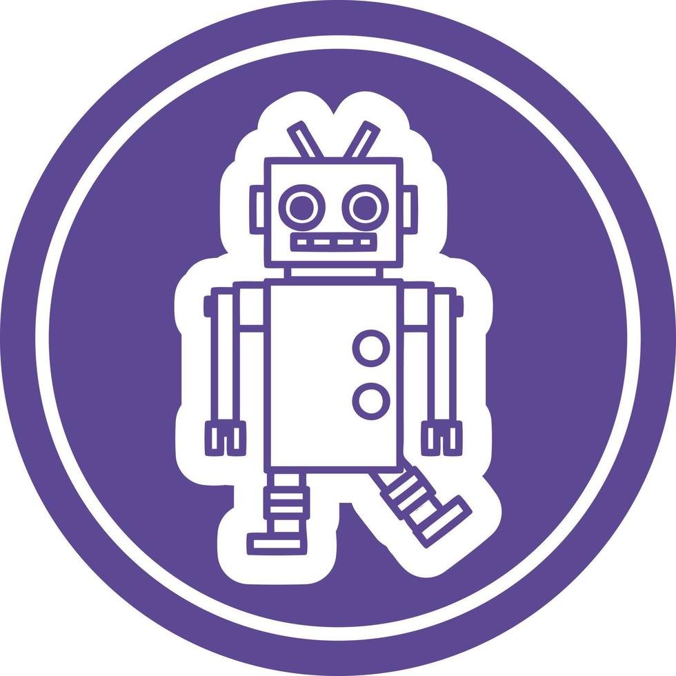 dancing robot circular icon vector