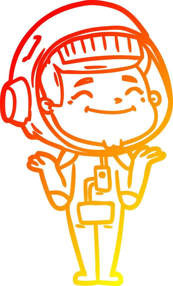 warm gradient line drawing happy cartoon astronaut vector