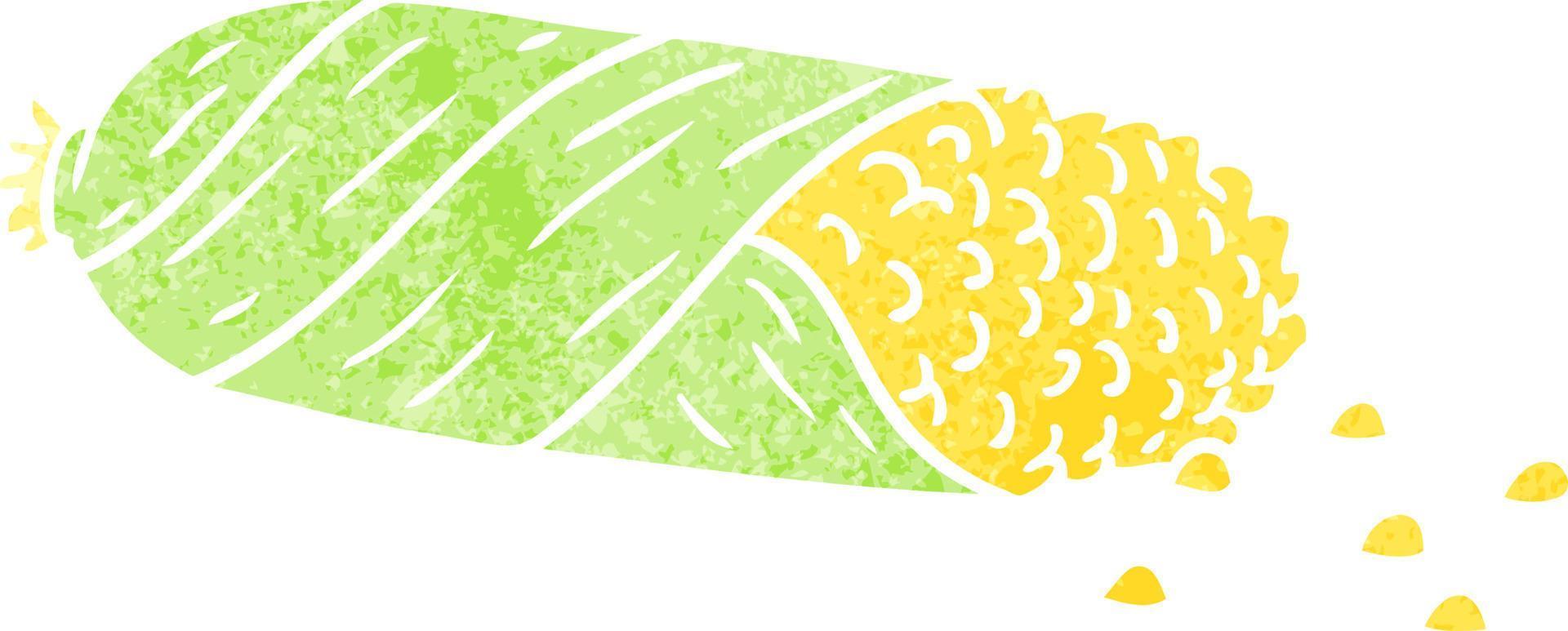 retro cartoon doodle of fresh corn on the cob vector