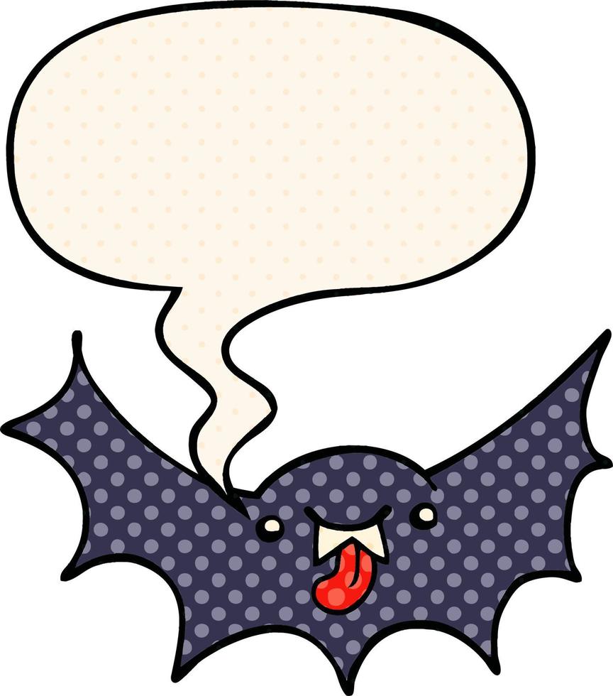 caricatura, murciélago vampiro, y, burbuja del discurso, en, cómico, estilo vector
