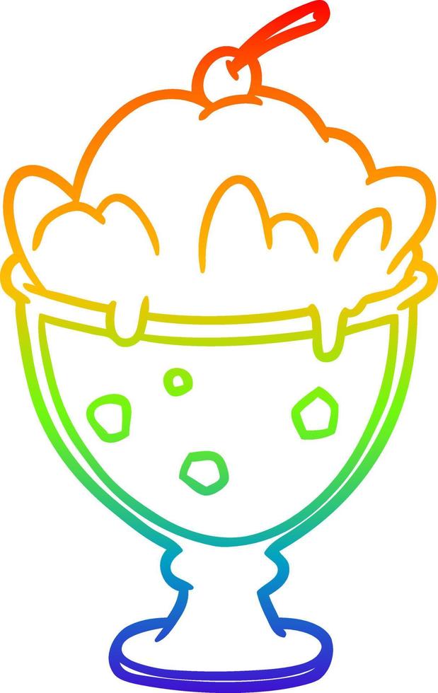 rainbow gradient line drawing tasty dessert vector