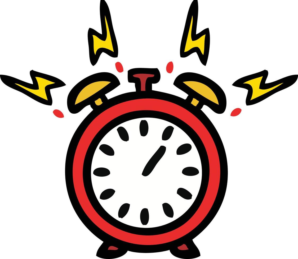cute cartoon ringing alarm clock vector