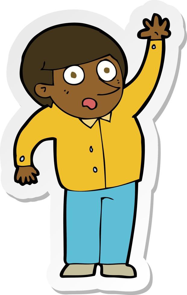 sticker of a cartoon man asking question vector