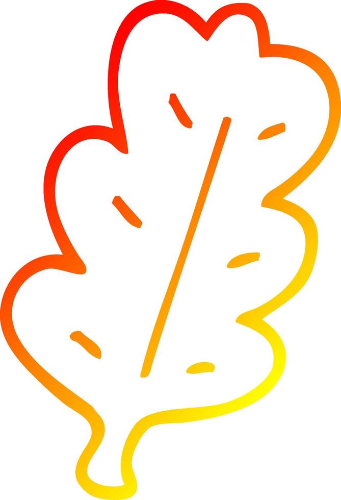 warm gradient line drawing cartoon leaf vector