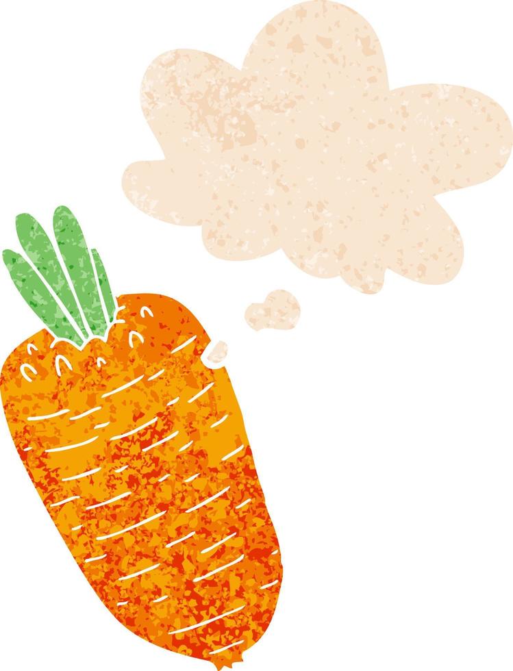 cartoon vegetable and thought bubble in retro textured style vector