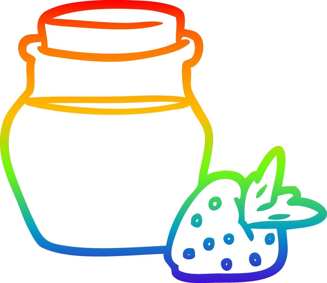 rainbow gradient line drawing jar of strawberry jam vector