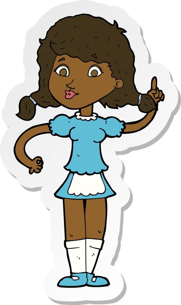 sticker of a cartoon pretty maid woman vector