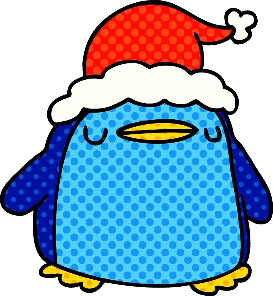 christmas cartoon of kawaii penguin vector