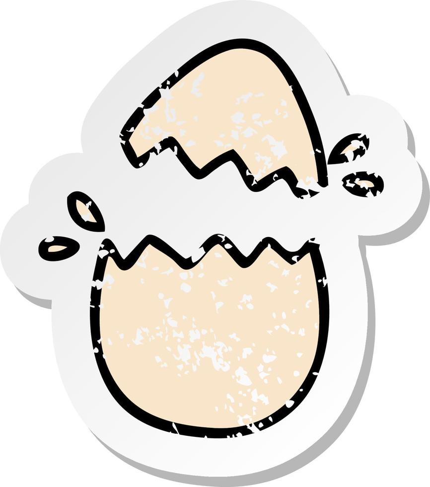 distressed sticker of a hatching egg cartoon vector