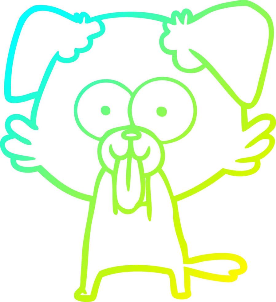 cold gradient line drawing cartoon dog with tongue sticking out vector