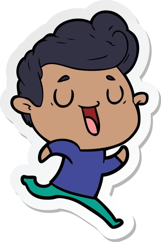 sticker of a happy cartoon man vector
