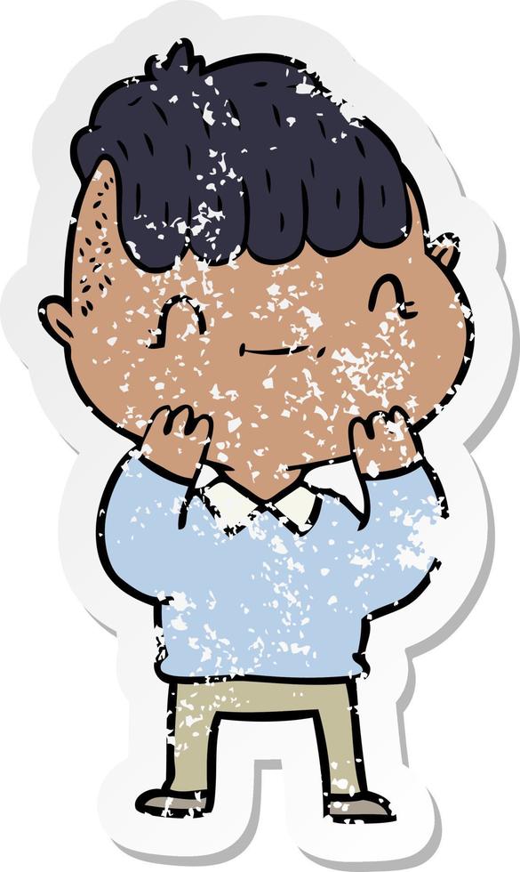 distressed sticker of a cartoon friendly boy vector