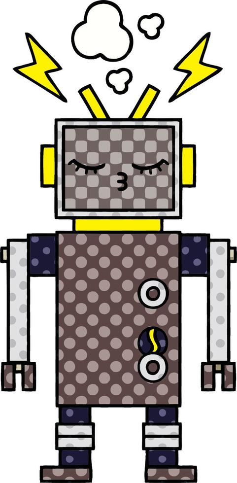 comic book style cartoon malfunctioning robot vector