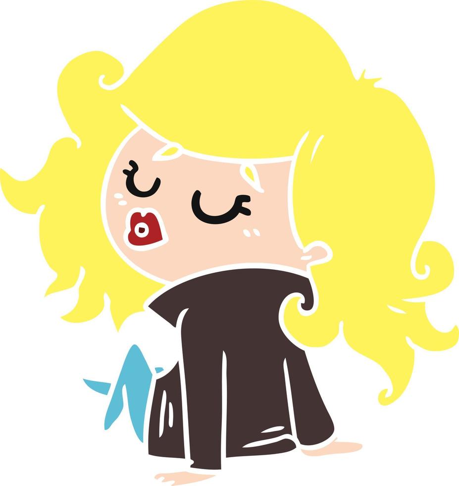 cartoon of cute kawaii girl vector