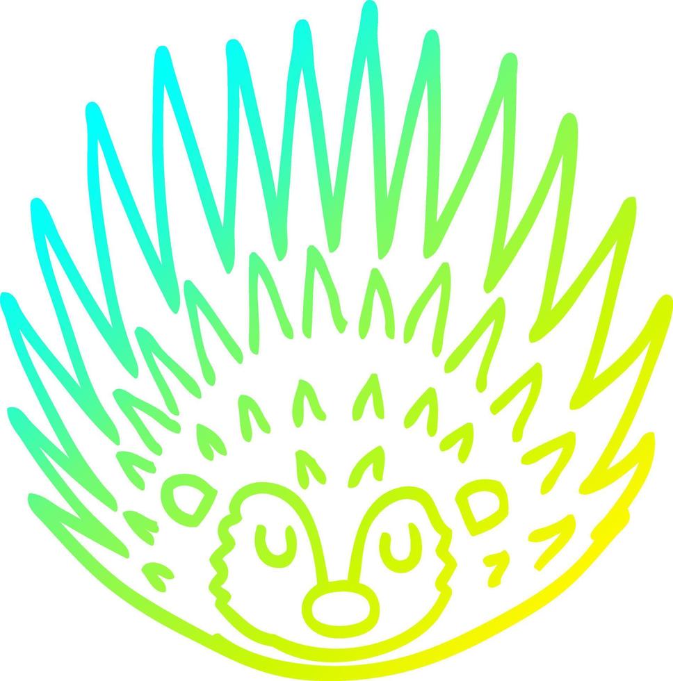 cold gradient line drawing cartoon spiky hedgehog vector