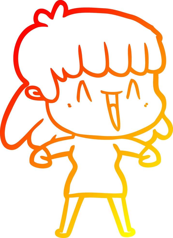 warm gradient line drawing cartoon woman vector
