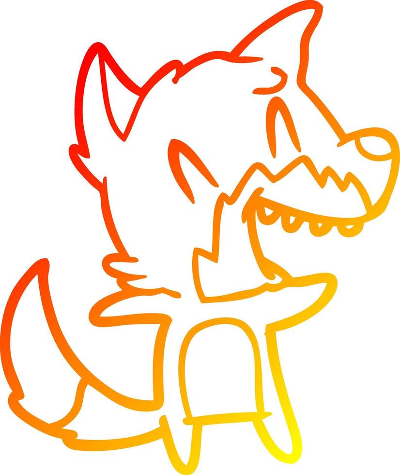 warm gradient line drawing laughing fox cartoon vector