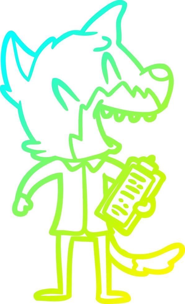 cold gradient line drawing laughing fox salesman vector