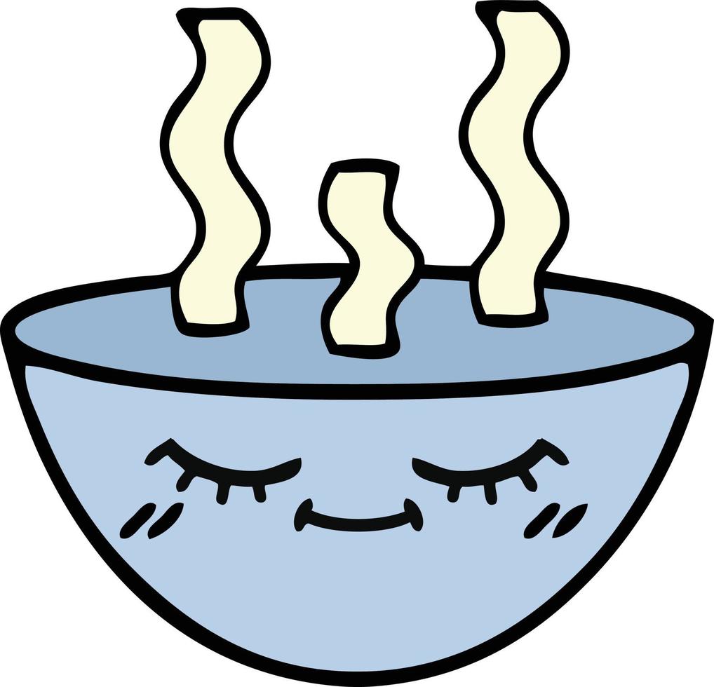 cute cartoon bowl of hot soup vector