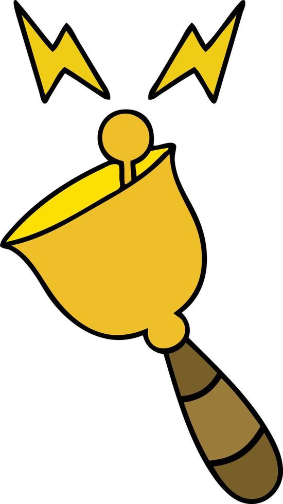 cute cartoon ringing hand bell vector
