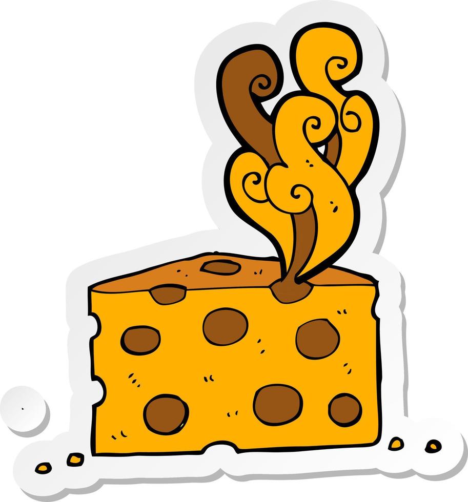 sticker of a cartoon smelly cheese vector