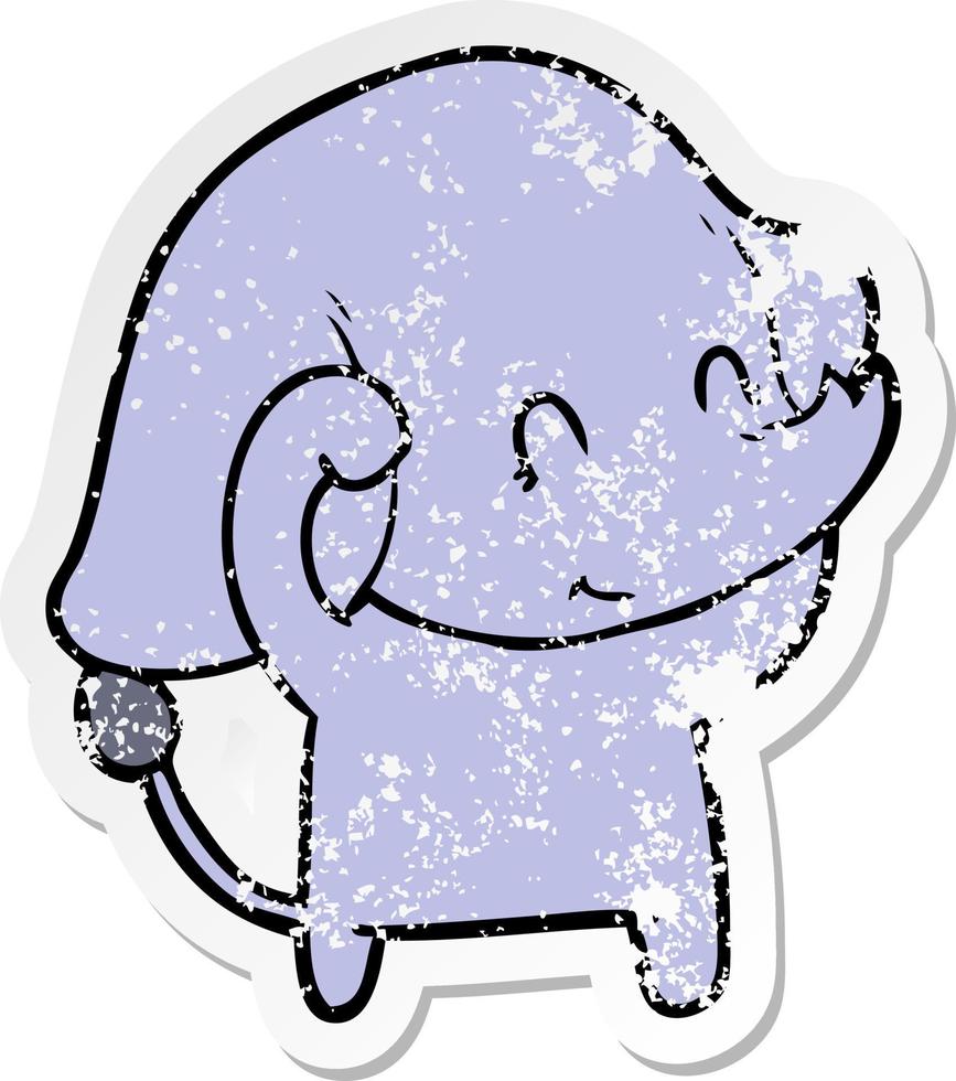 distressed sticker of a cute cartoon elephant vector