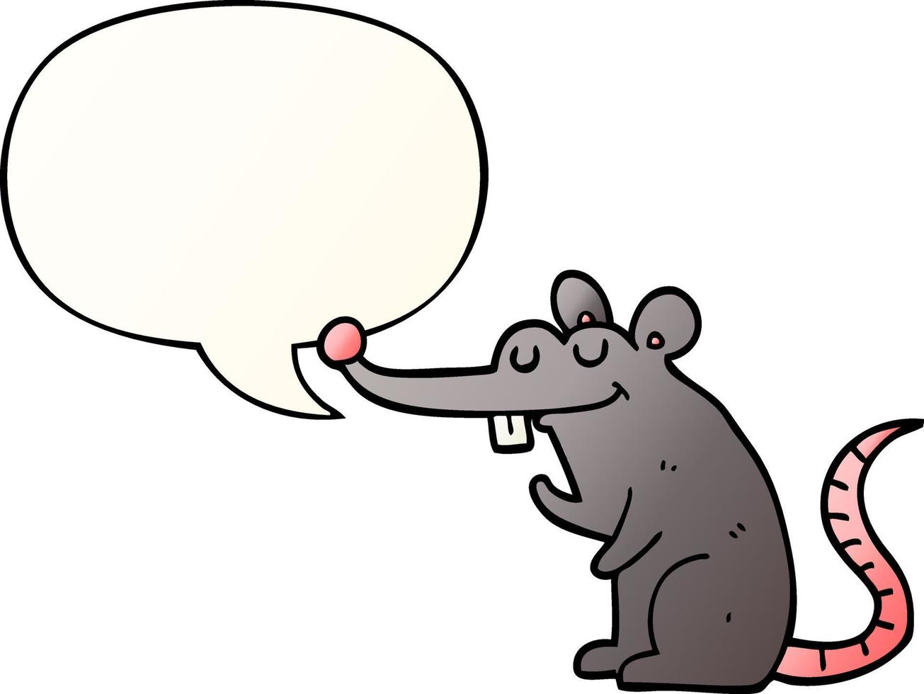 cartoon rat and speech bubble in smooth gradient style vector
