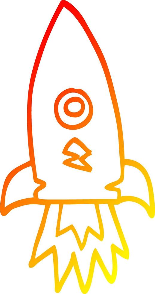 warm gradient line drawing cartoon space rocket vector