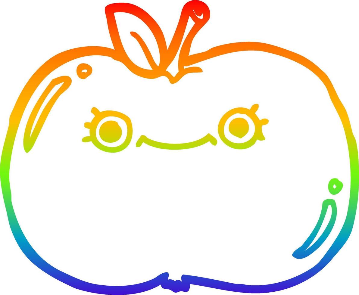 rainbow gradient line drawing cute cartoon apple vector