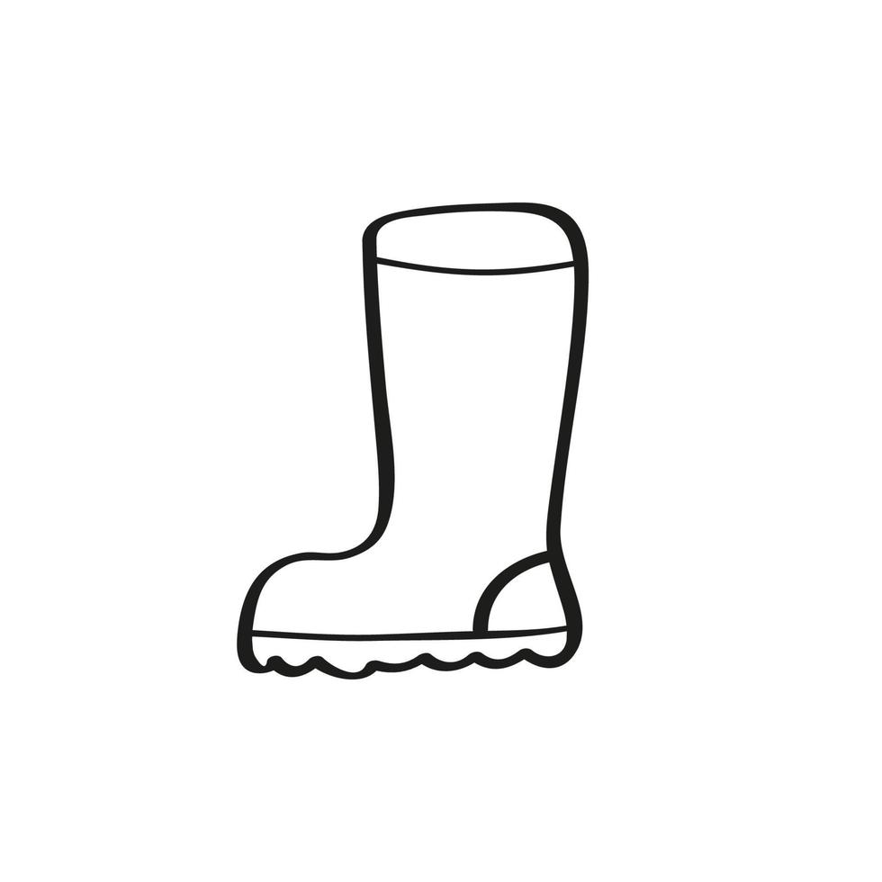 icono de línea de bota de goma. botas de lluvia wellington vector