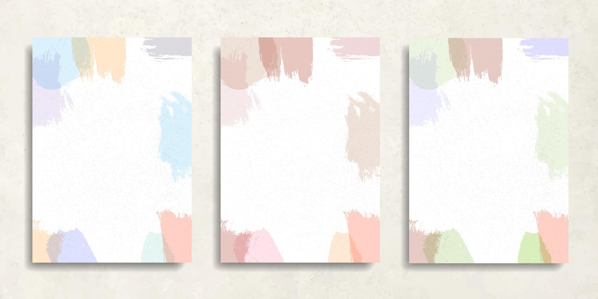 Conjunto de trazo de pincel de pintura abstracta de fondo. patrón de color pastel vector