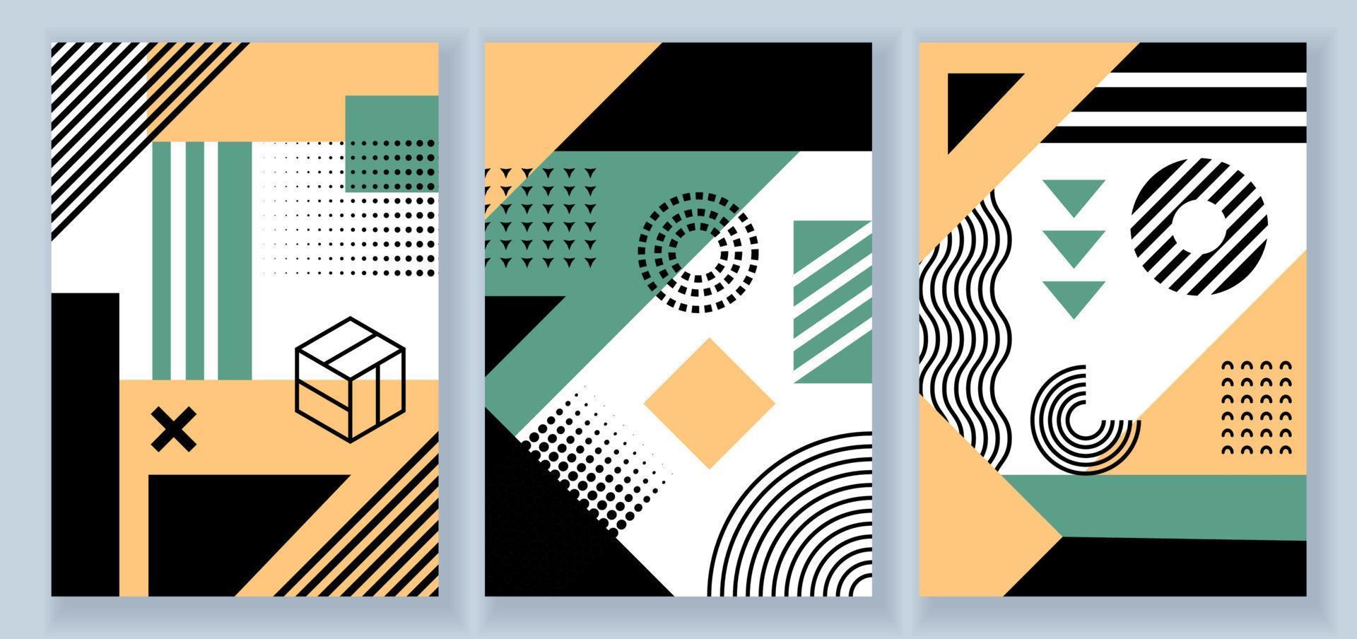 Modern geometric cover designs. Abstract poster designs collection, with geometric composition. vector