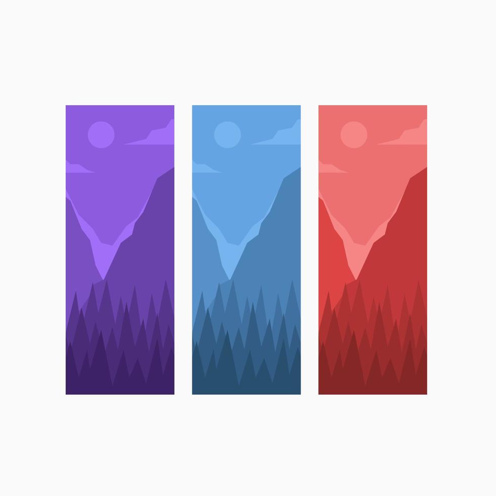 mountain wall art set in different colors vector