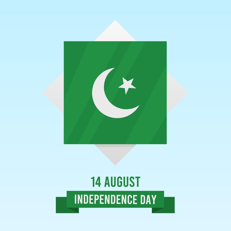 afiche simple para el día de la independencia de pakistán el 14 de agosto perfecto para publicación en redes sociales o tarjeta de felicitación vector