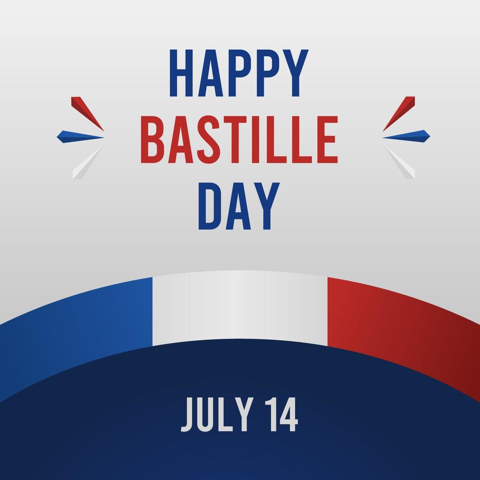 happy bastille day greeting card or poster suitable for social media post, advertising, marketing, promo and sale on july 14th vector