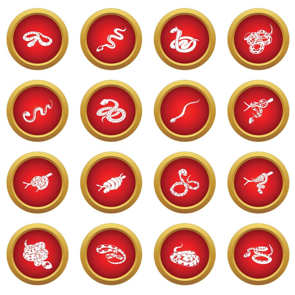 Snake icons set, simple style vector