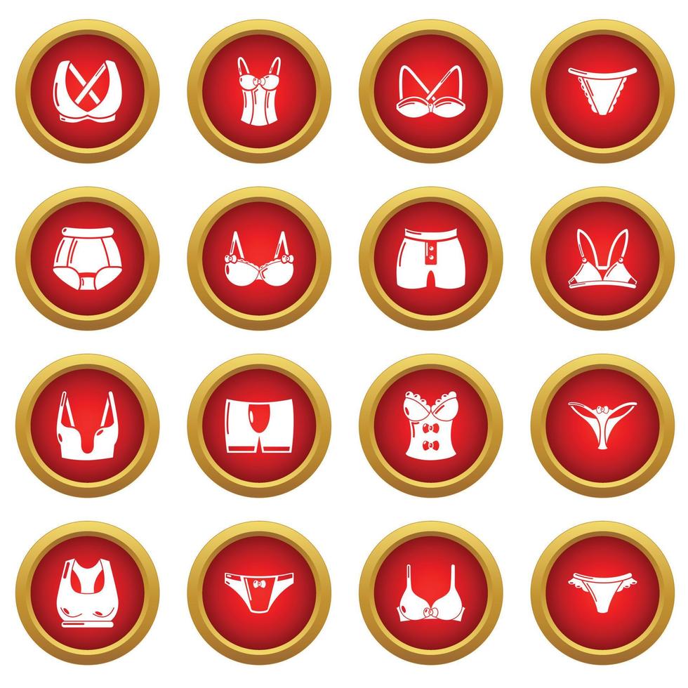 Underwear types icons set, simple style vector