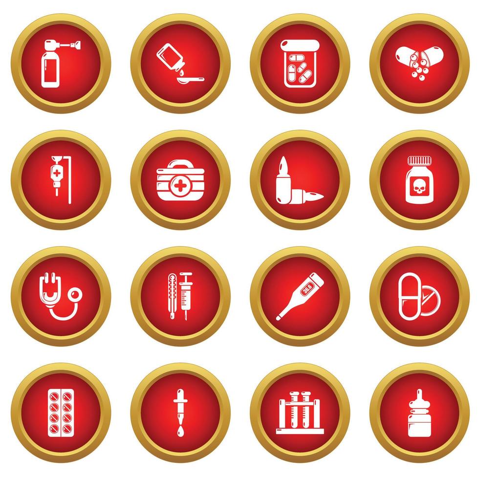 Drug medicine icons set, simple style vector