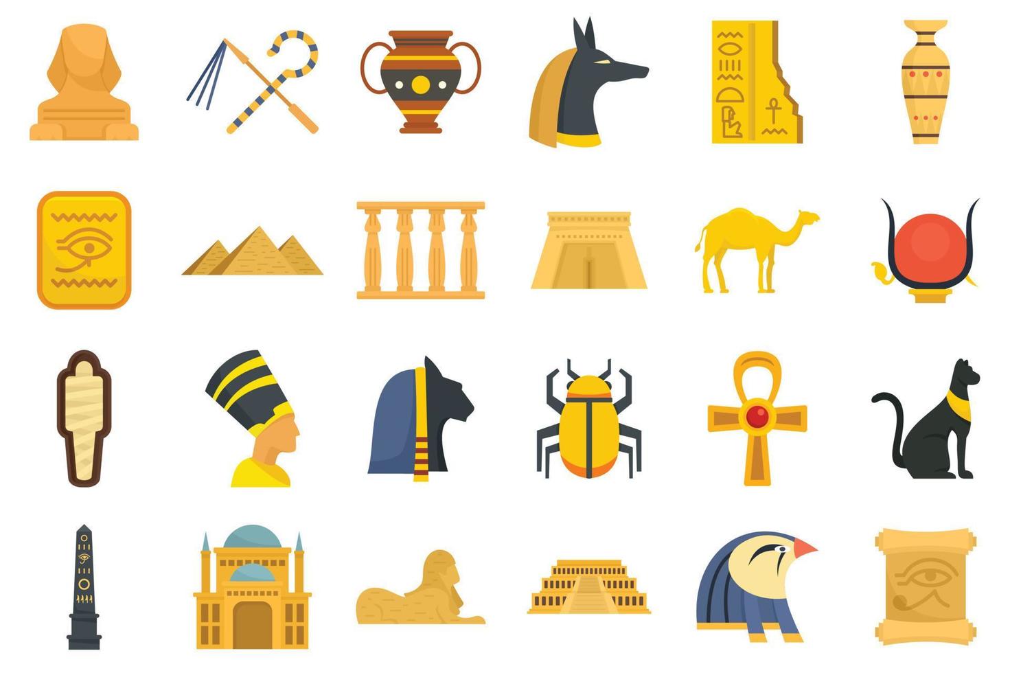Egypt icons set flat vector isolated