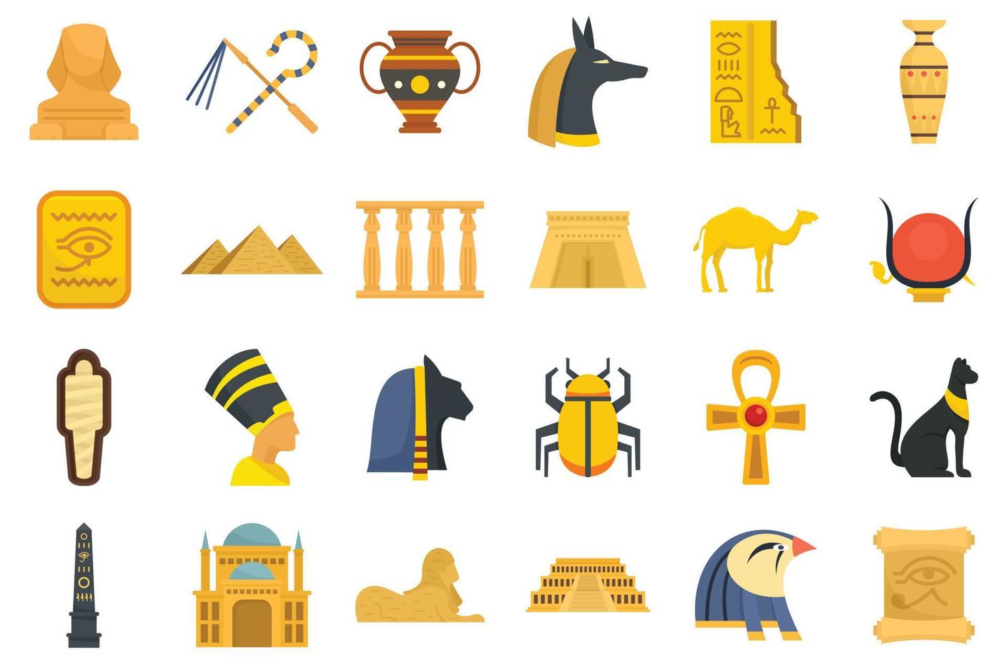 iconos de egipto establecer vector plano aislado