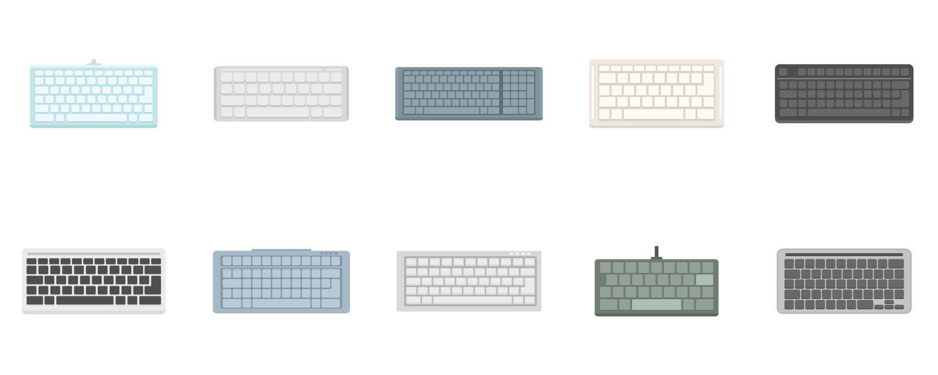 Keyboard icons set flat vector isolated