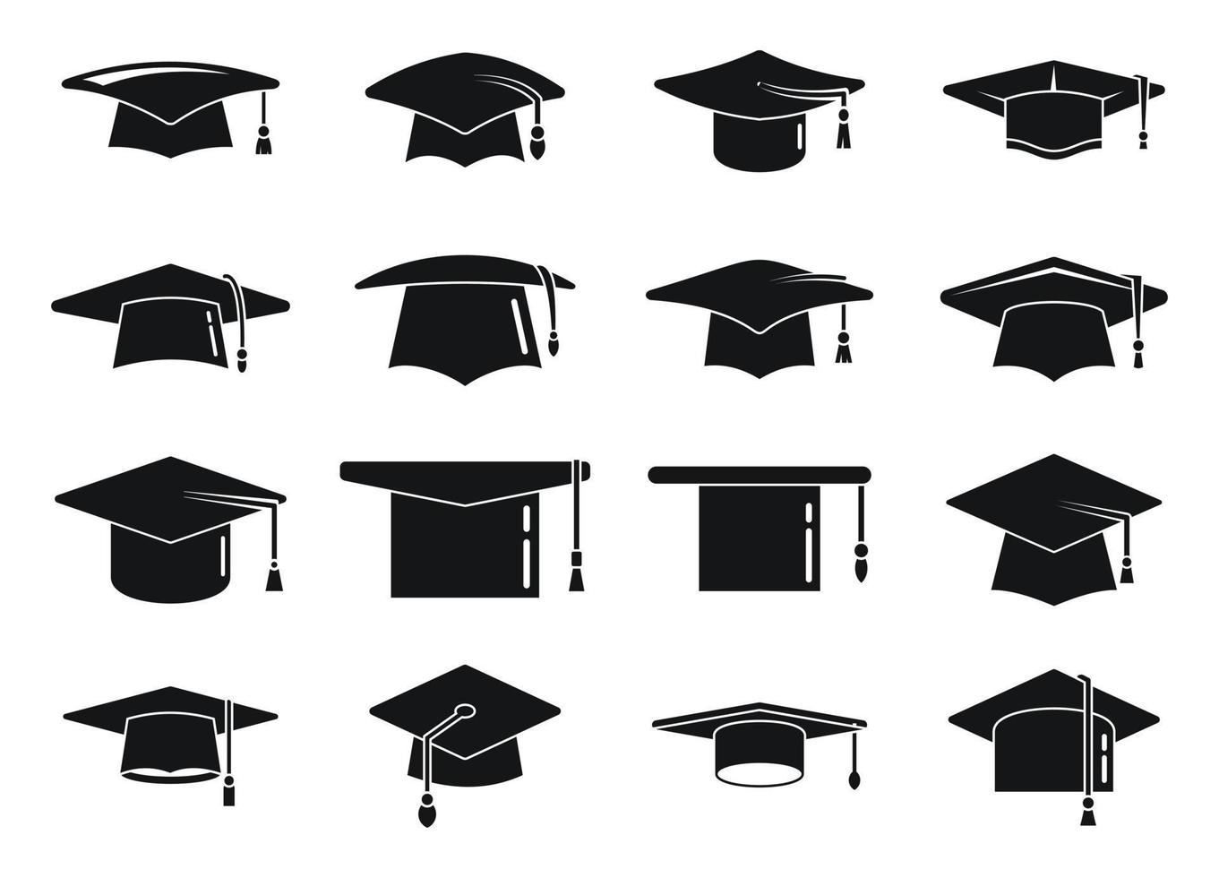 School graduation hat icons set simple vector. Academy celebration vector