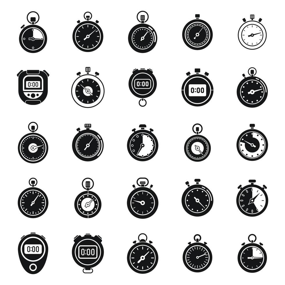 Timer stopwatch icons set simple vector. Time clock minute vector