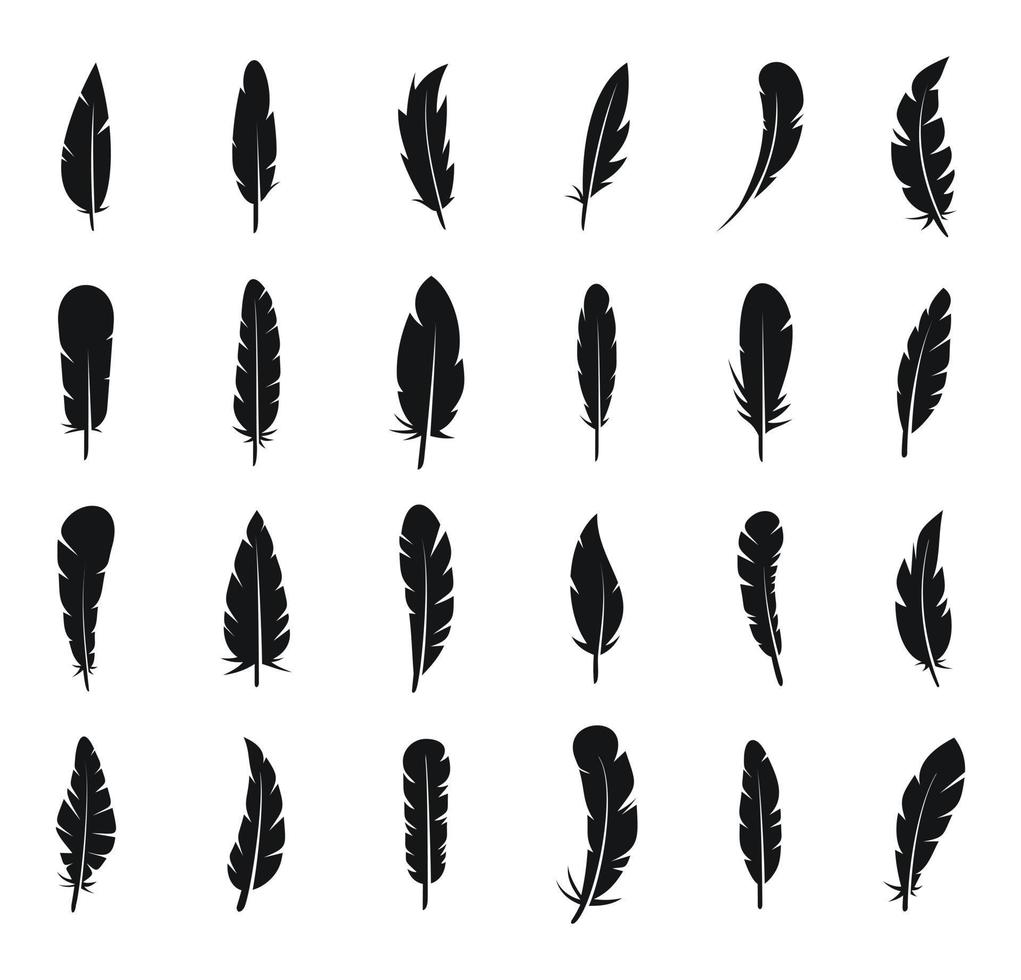 Feathers icons set simple vector. Smooth plume vector