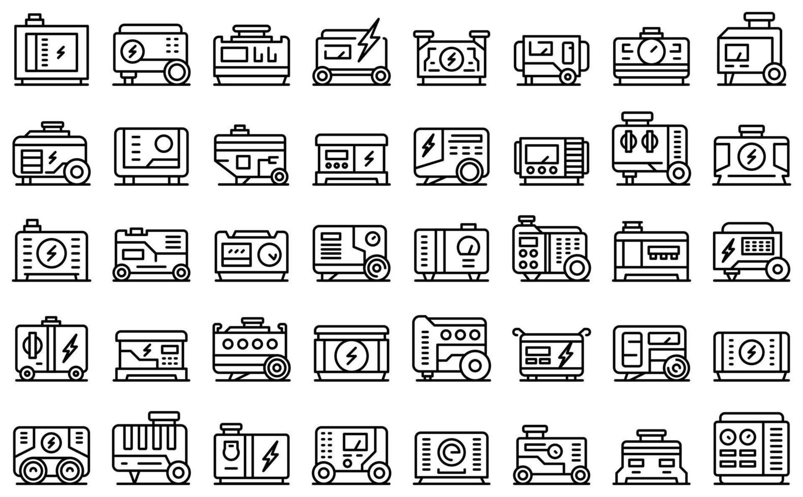 Power generator icons set outline vector. Electric engine vector